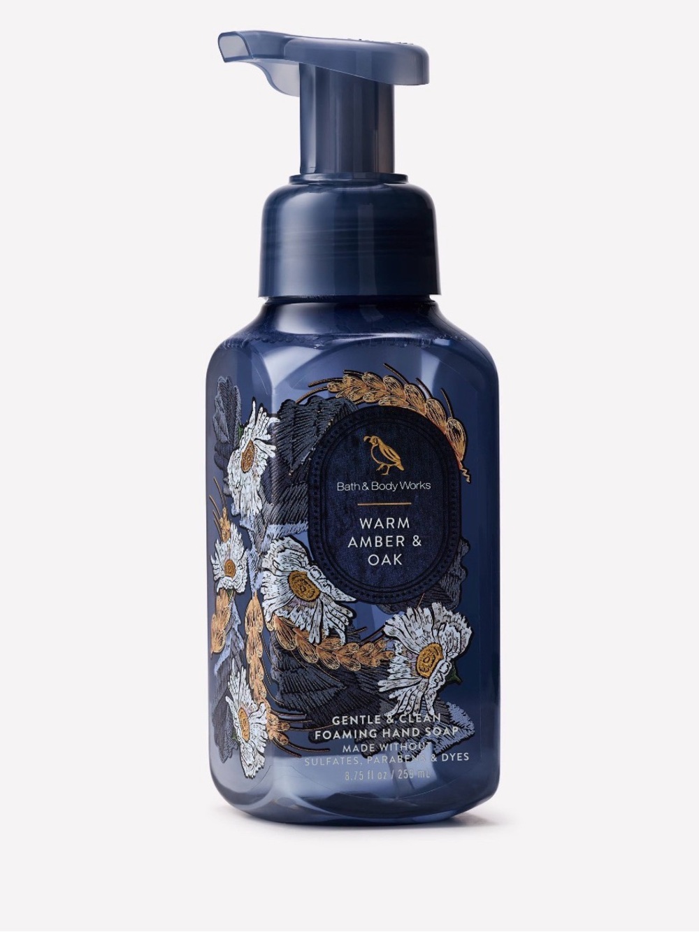 Bath & Body Works Warm Amber & Oak Foaming Hand Soap - Navy & Gold Accents